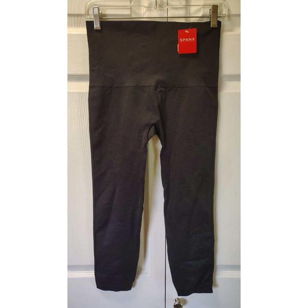 NWT SPANX Very Black Cropped LAMN Leggings Plus Size 1X Seamless High Rise